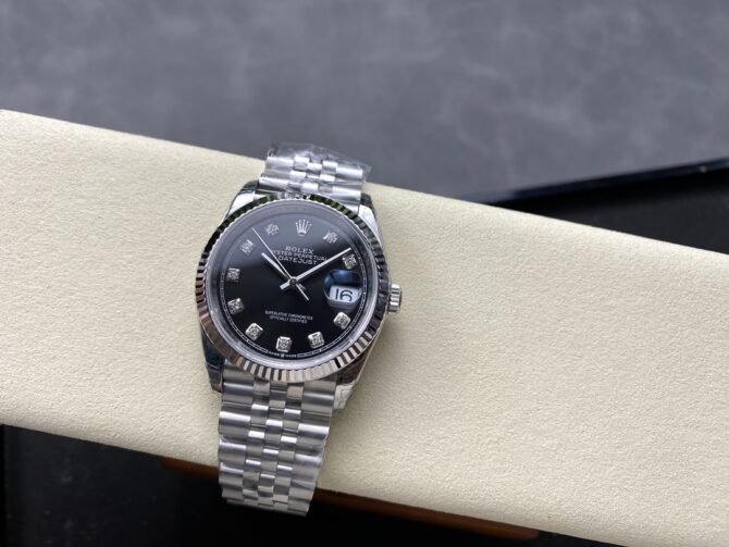 Rolex Datejust 126234 Fluted Bezel Black Diamond Dial 36MM Unisex Replica Watch