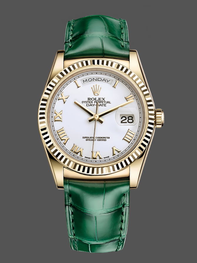 Replica Rolex Day Date 36 White Dial Solid 18k Yellow Gold 118138 Roman