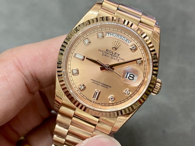 Replica Rolex Day-Date m128235 0009 Everose Gold Pink Rose Dial 36MM Unisex Watch