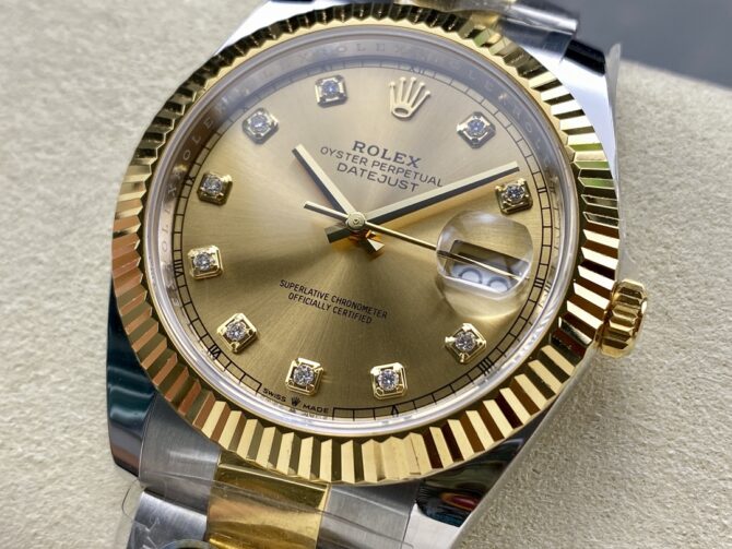 Rolex Datejust 126333 0011 Champagne Diamond Oyster 41mm Two Tone Steel