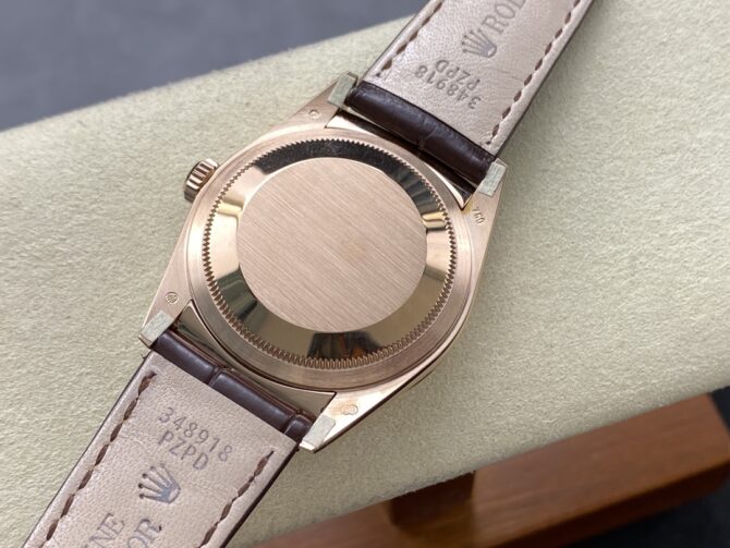 Replica Rolex Day Date 36 Yellow Gold Case 118135 0101 Brown Leather Watch