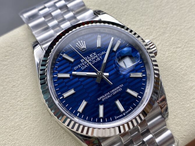 Rolex Datejust 126234 Fluted Bezel Blue Fluted Motif Dial 36MM Unisex Replica Watch