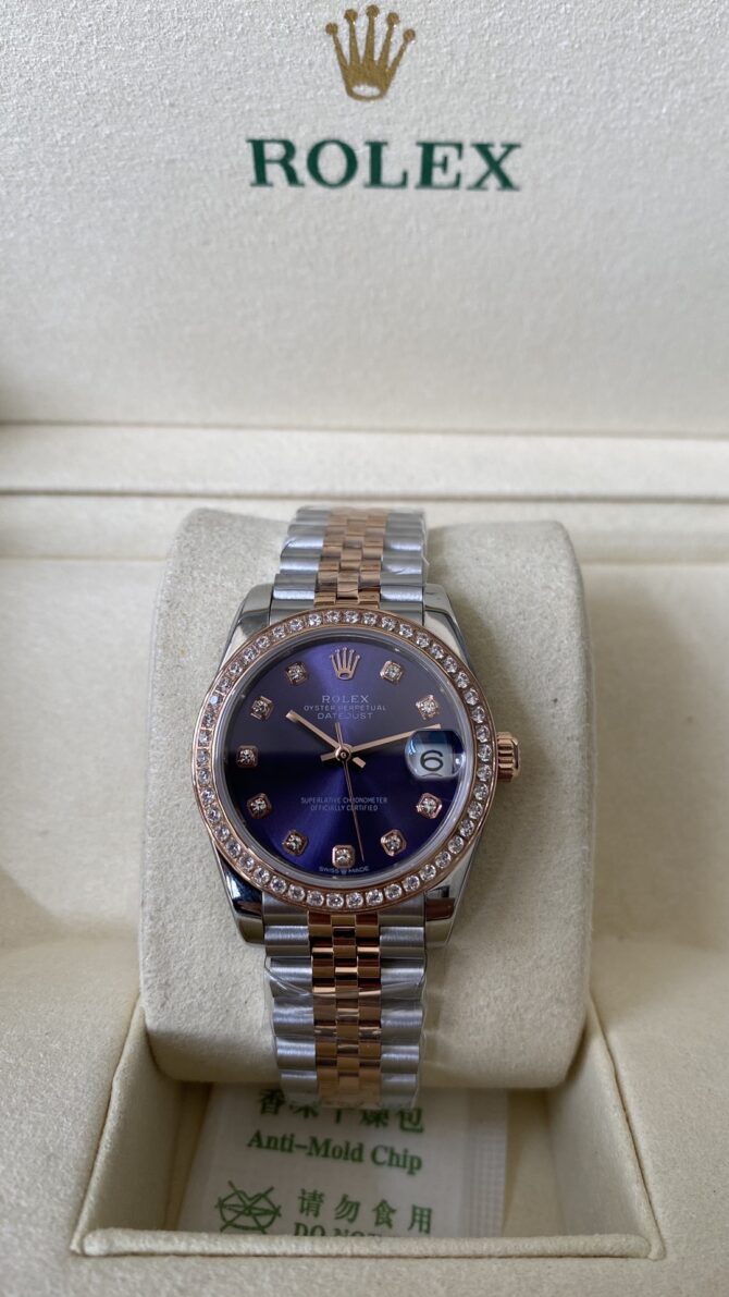 Rolex Datejust 28mm Everose Gold m279381rbr 0015 Aubergine Diamond Lady Watch