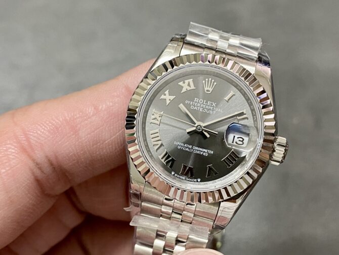 Rolex Datejust 279174 Stainless Steel Dark Grey Roman Dial 28mm Lady Replica Watch