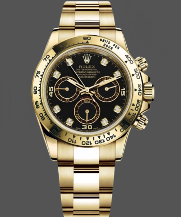 Rolex Daytona 116508 Yellow Gold Black Diamond Dial 40MM Mens Replica Watch