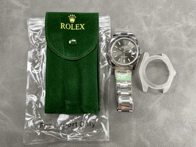 Rolex Datejust 41 White Gold Fluted Bezel Slate Dial Oyster M126334 0013 Men's Watch