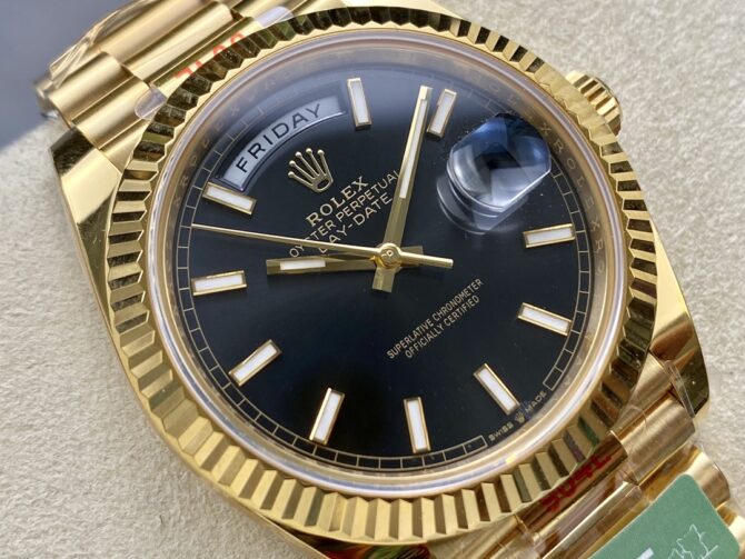 Replica Rolex Day Date 40mm Yellow Gold President Black Dial m228238 0067