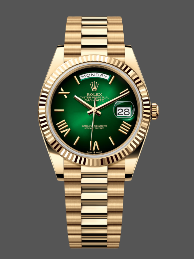 Replica Rolex Day Date 40 Yellow Gold Green Ombre Dial M228238 00691