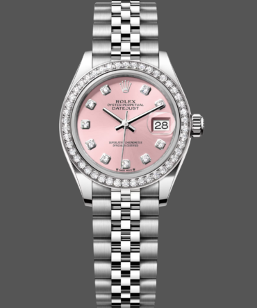 Rolex Datejust Steel White Gold Pink Dial m279384rbr 0003 28mm Lady Replica Watch
