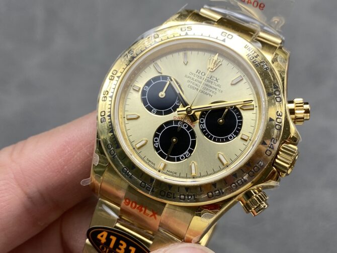 Rolex Daytona 116508 Yellow Gold Champagne Index Dial 40MM Mens Replica Watch