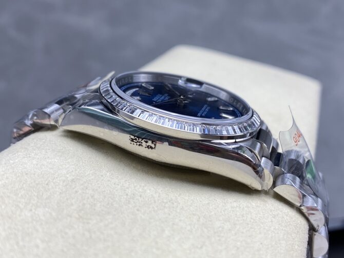 Replica Rolex Day Date 36mm Bright Blue Diamond-Set Dial Diamond-Set Bezel m128396tbr 0024