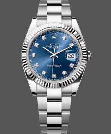 Rolex Datejust 126334 0015 Fluted Bezel Blue Diamond Dial 41MM Mens Replica Watch