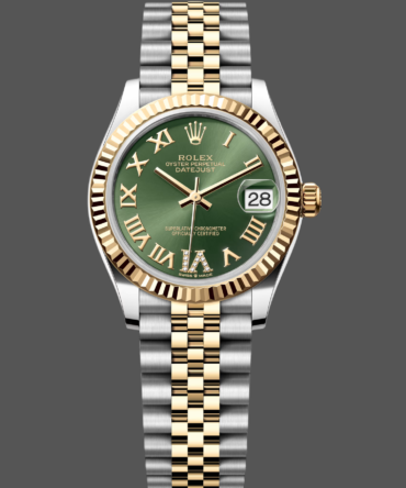 Rolex Datejust 31mm Stainless Steel and Yellow Gold 278273 0016 Green VI Roman Jubilee
