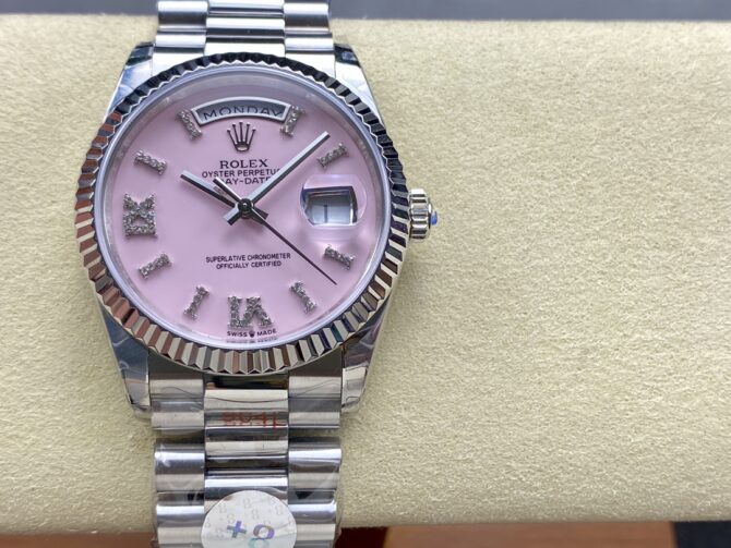 Replica Rolex Day-Date 128239 White Gold Pink Opal Dial 36MM Unisex Watch