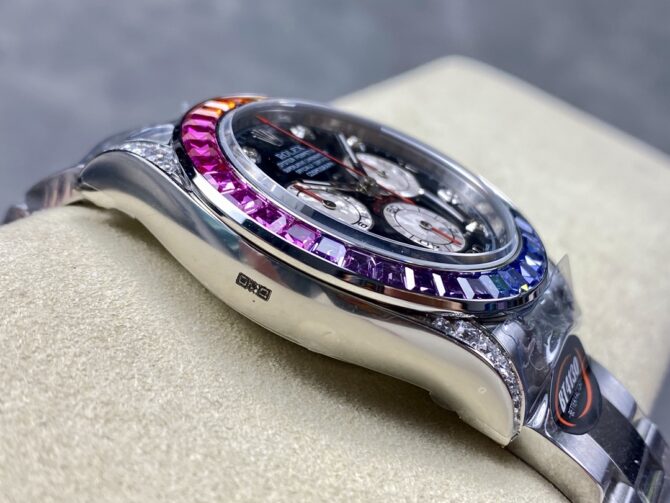Rolex Daytona 116599RBOW Rainbow White Gold Black Dial Sapphire Bezel