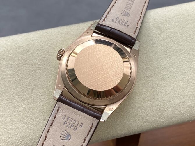 Replica Rolex Day Date 36 White Dial 118135 0064 Brown Leather Watch