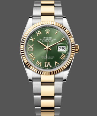Rolex Datejust 126233 Olive Green Dial Yellow Gold and Oystersteel 36MM Unisex Replica Watch
