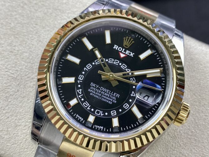 Rolex Sky Dweller 42 Yellow Rolesor Black Dial Oyster M336933 0003 Men's Watch