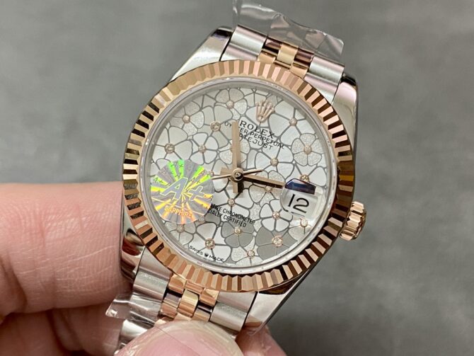 Rolex Datejust 31 Two Tone Silver Floral-Motif Diamond Bezel m278381rbr 0032 Women's Watch