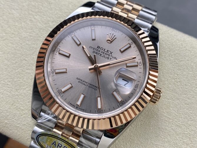 Rolex Datejust 41mm Two Tone Rose Gold Jubilee Band Sundust Index Dial 126331 0010