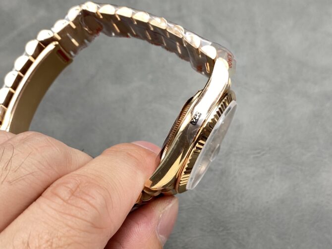 Replica Rolex Day Date Rose Gold Slate Diamond Dial President Bracelet M128235 0050