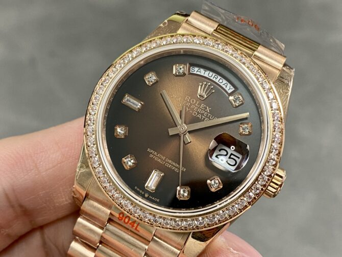 Replica Rolex Day-Date 36MM 128345RBR 0028 Mother of Pearl White Dial Everose Gold Unisex Watch