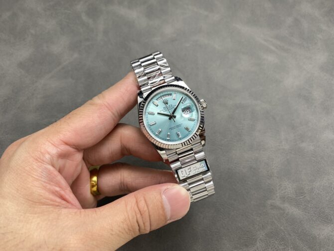 Replica Rolex Day Date 36 Fluted Bezel Platinum Bracelet 128236 0009