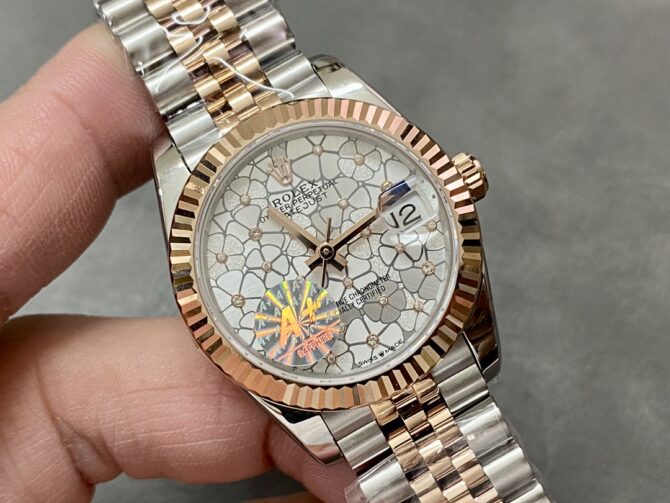 Rolex Datejust 31 Two Tone Silver Floral-Motif Diamond Bezel m278381rbr 0032 Women's Watch