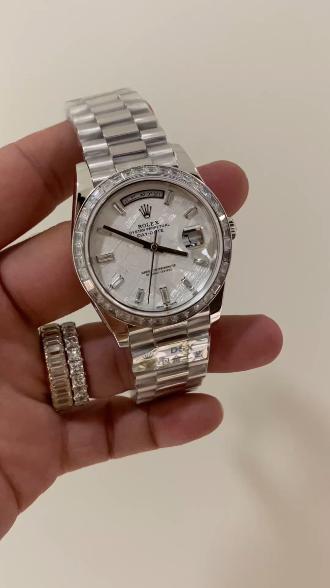 Replica Rolex Day-Date 40 Platinum Meteorite Diamond Dial M228396TBR 0027 Men's Watch