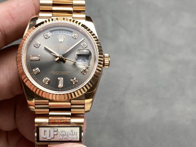 Replica Rolex Day Date Rose Gold Slate Diamond Dial President Bracelet M128235 0050
