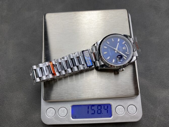 Replica Rolex Day Date 36 36mm Bright Blue Diamond-Set Dial Fluted Bezel Presi m128236 0023