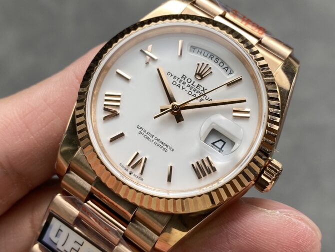 Replica Rolex Day Date 36mm Everose Gold 128235 0070 White Roman