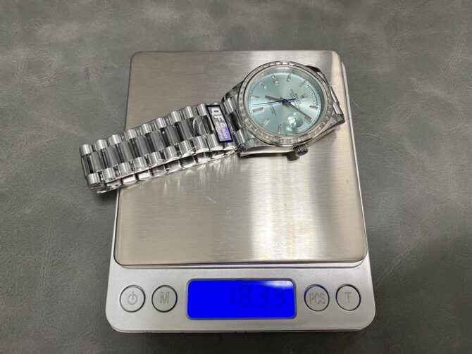 Replica Rolex Day-Date 228396TBR Ice Blue Diamond Dial Diamond Bezel 40mm Mens Watch