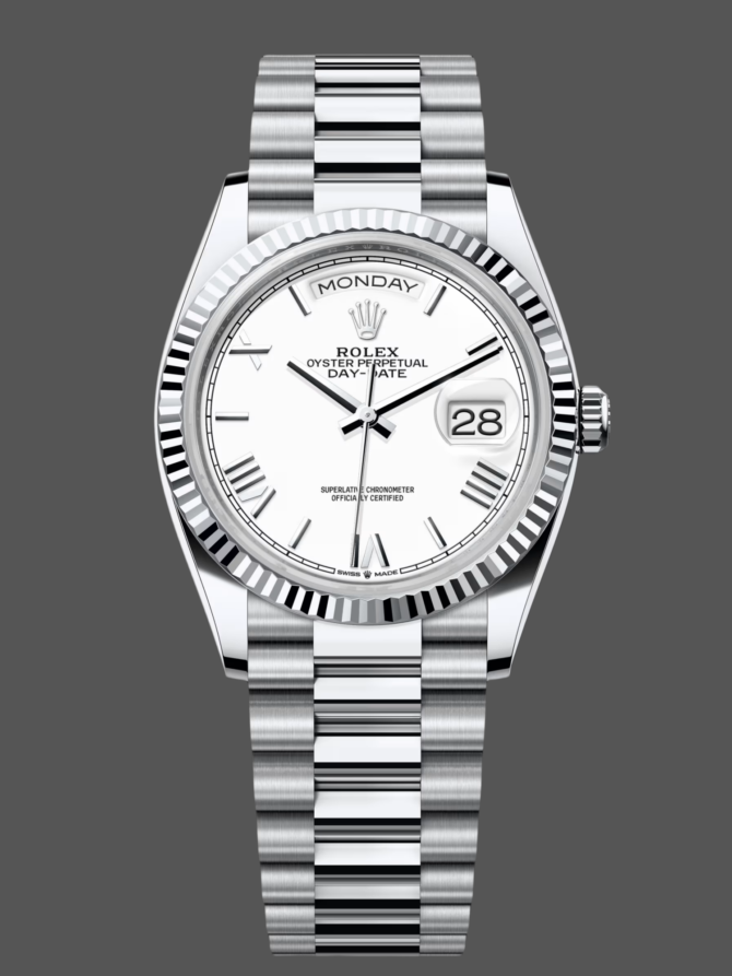 Replica Rolex Day Date 36 White Dial Platinum President Bracelet m128236 0017