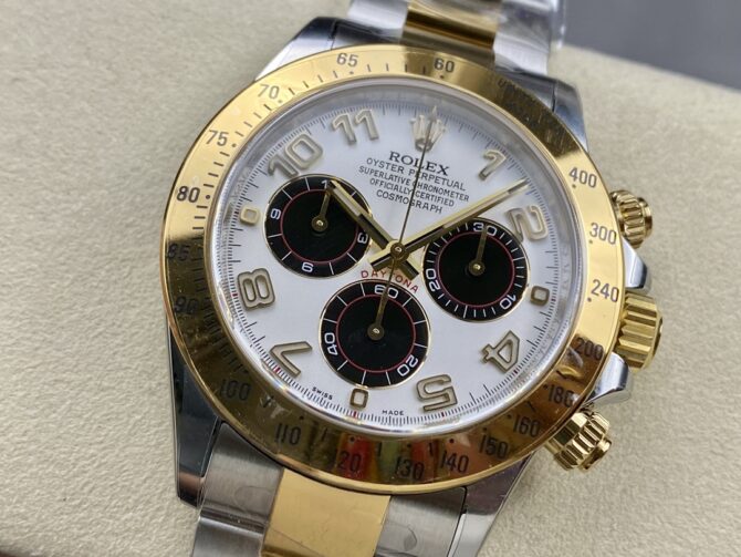 Rolex Daytona 116523 White Arabic Panda Dial 40mm Mens Replica Watch