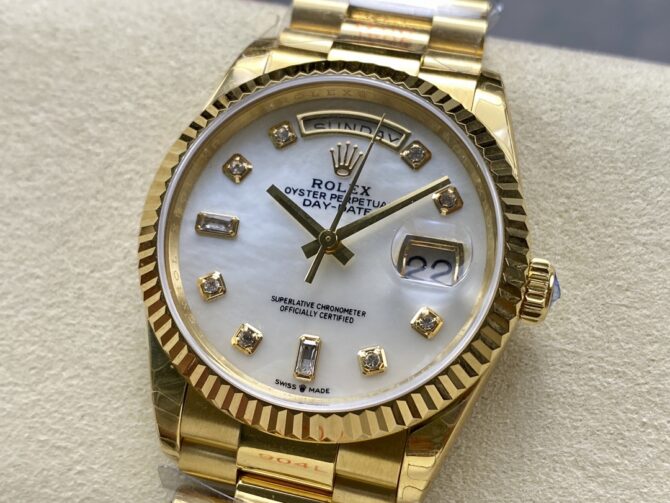 Replica Rolex Day Date 36mm Yellow Gold 128238 0011 MOP Diamond