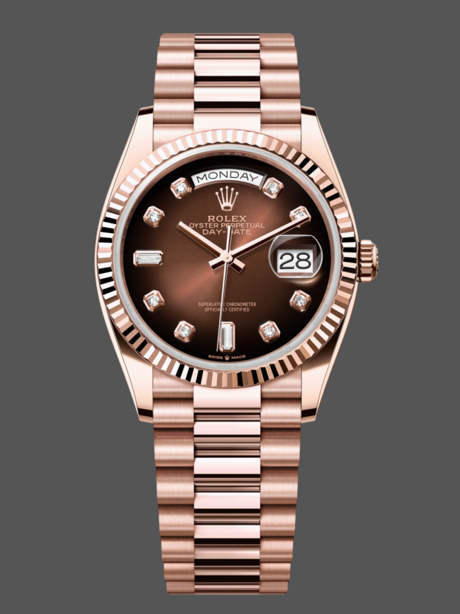 Replica Rolex Day-Date 128239 Blue Ombre Diamond Dial 36MM Unisex Watch