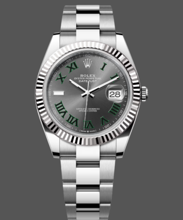 Rolex Datejust m126334 0021 Fluted Bezel Grey Wimbledon Dial 41MM Mens Replica Watch
