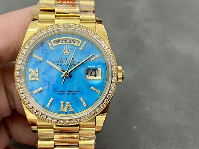 Replica Rolex Day-Date 128348RBR Dark Grey Dial Yellow Gold 36MM Unisex Watch