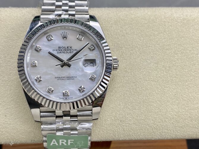 Rolex Datejust 41 Steel White Gold MOP Diamond Dial 126334 Men's Watch