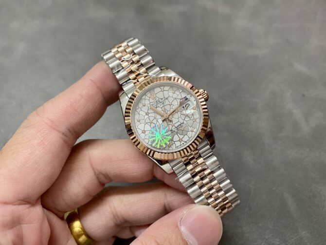 Rolex Datejust 31 Two Tone Silver Floral-Motif Diamond Bezel m278381rbr 0032 Women's Watch