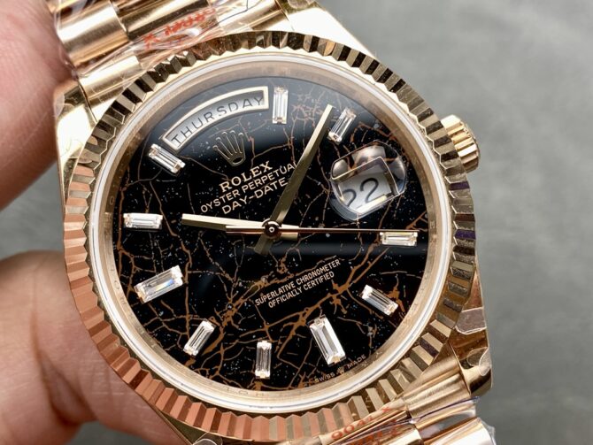Replica Rolex Day Date 40 Eisenkiesel Baguette Automatic Diamond M228235 0045 Mens Watch