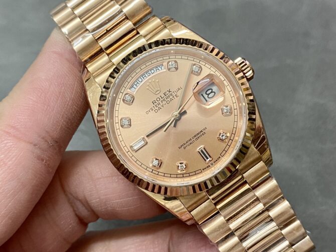 Replica Rolex Day-Date m128235 0009 Everose Gold Pink Rose Dial 36MM Unisex Watch