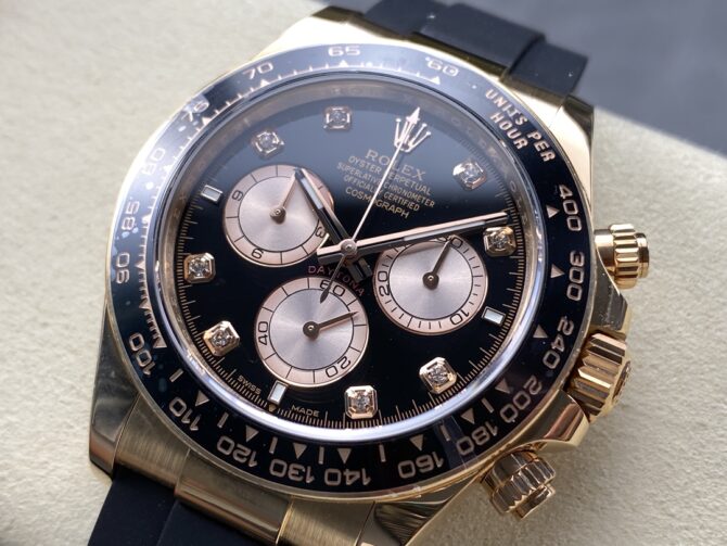 Rolex Daytona Everose Rubber 126515LN 0004 Black Dial Diamond Watch