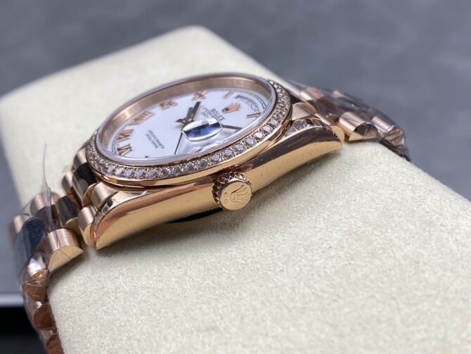 Replica Rolex Day-Date 128345RBR White Dial Everose Gold 36MM Unisex Watch
