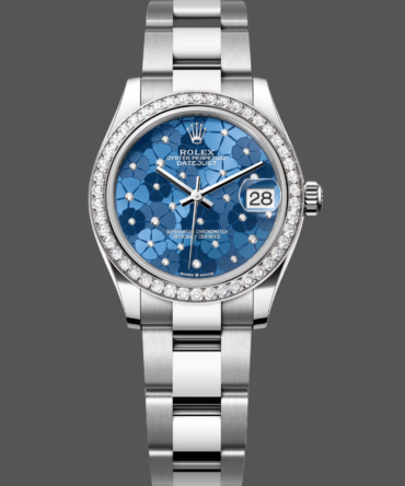Rolex Datejust 31 Azzurro Blue Floral Motif with Diamonds Steel M278384RBR 0039 Ladies Watch