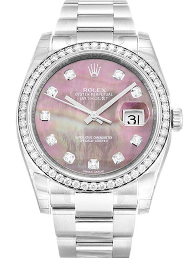 Rolex Datejust Diamond Bezel Pink Dial 116244 Oyster Replica