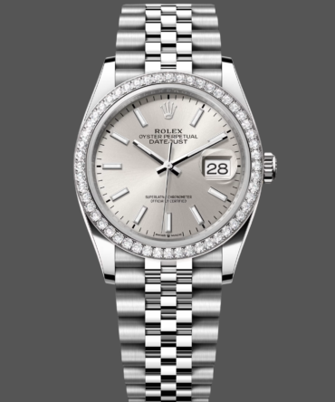 Rolex Datejust 36 White Gold & Diamonds Silver Dial M126284RBR 0005 Women's Watch