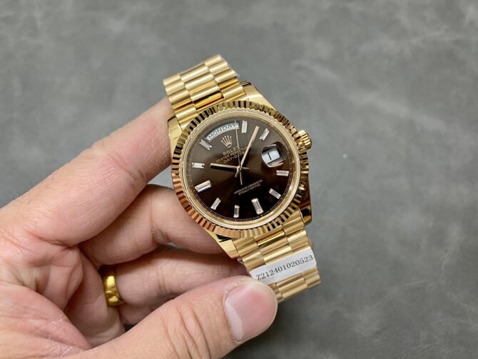 Replica Rolex Day-Date 228238 Black Diamond Dial Fluted Bezel 40mm Mens Watch