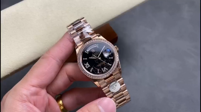 Replica Rolex Day-Date 128345RBR Eisenkiesel dial Everose Gold 36MM Unisex Watch